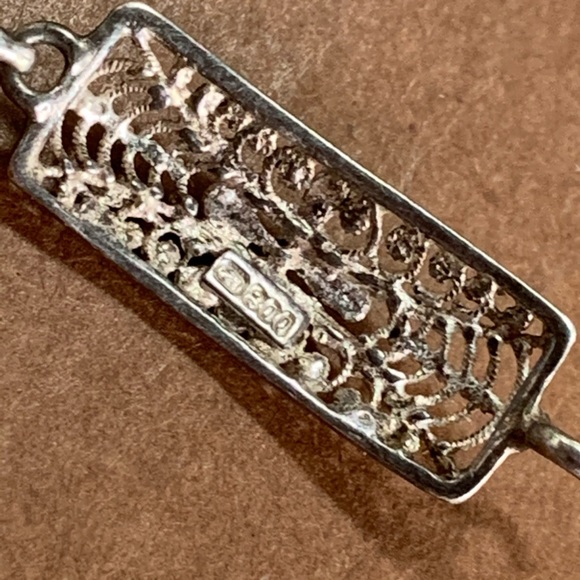 Sterling Silver Turquoise Filagree Dangle Earrings - Picture 4 of 5